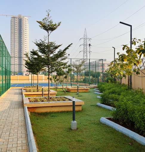 Landscaped garden with walking path